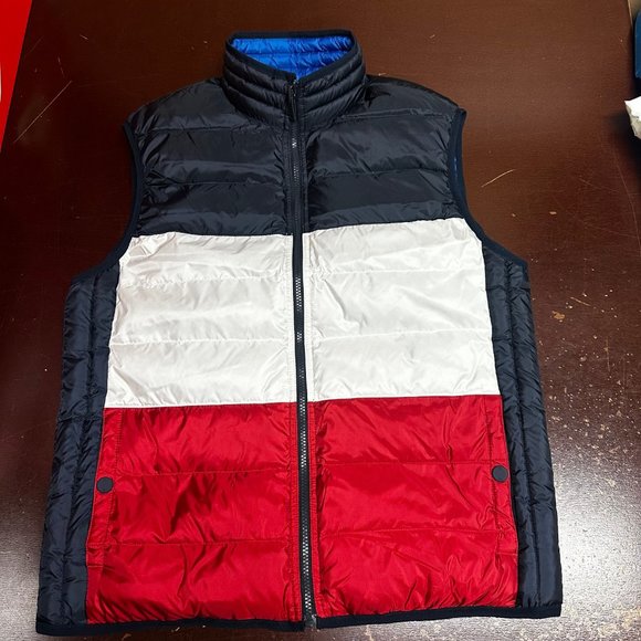 Tommy Hilfiger Mens Multicolor Colorblock Reversible Puffer Vest
